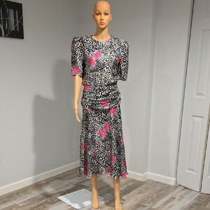 Maggy London Black and Pink Floral Dress